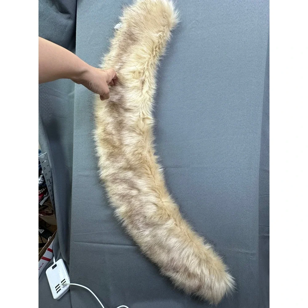 Ganz Faux‎ Fur Collar Scarf Tan Cream Satin Lined with Loops 35 Inch Accessory